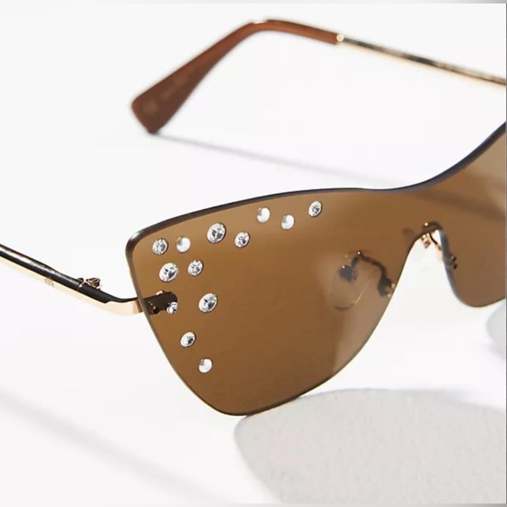 NWT Lele Sadoughi Downtown Metal Cat Eye Dusk Sunglasses Faux Pearls LSSG076DK - Picture 5 of 15
